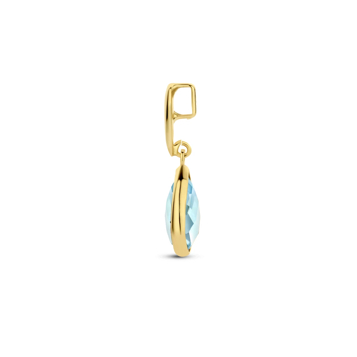 hanger blauw topaas 12,5 mm 14K geelgoud