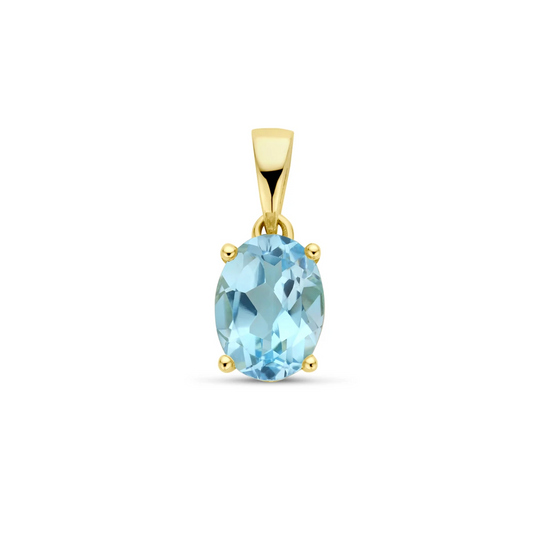 hanger blauw topaas 14K geelgoud