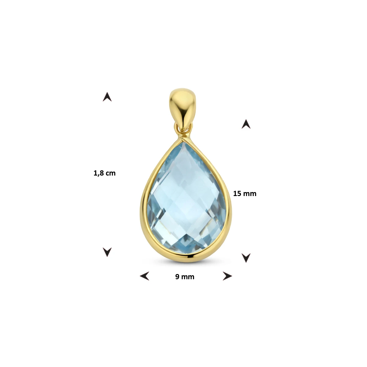 hanger blauw topaas 14K geelgoud