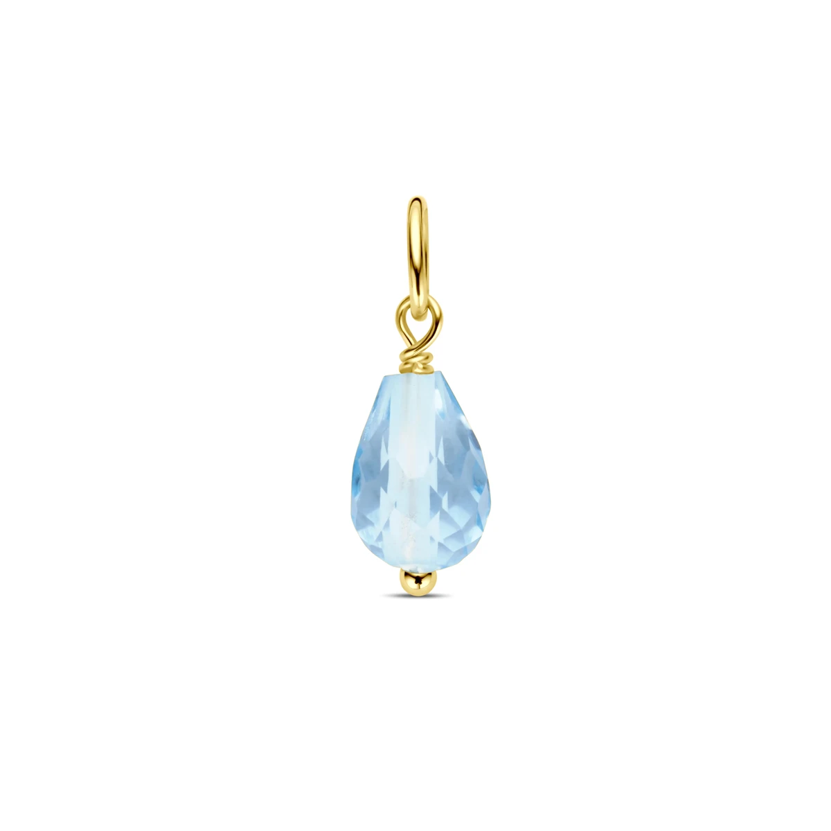 hanger blauw topaas 15 mm 14K geelgoud