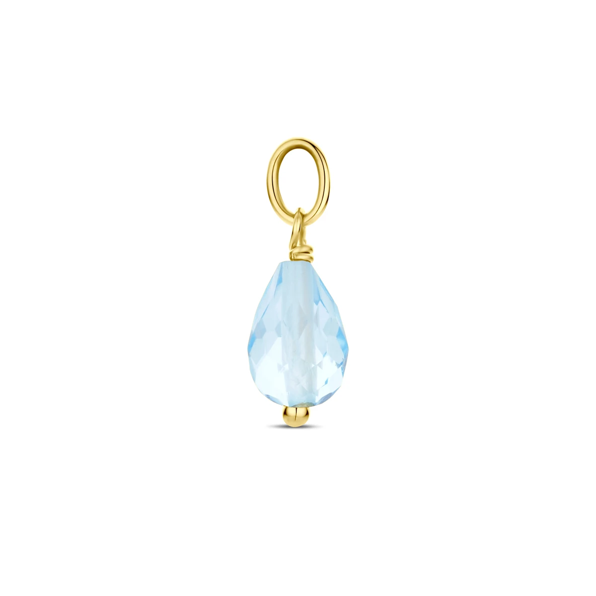 hanger blauw topaas 15 mm 14K geelgoud