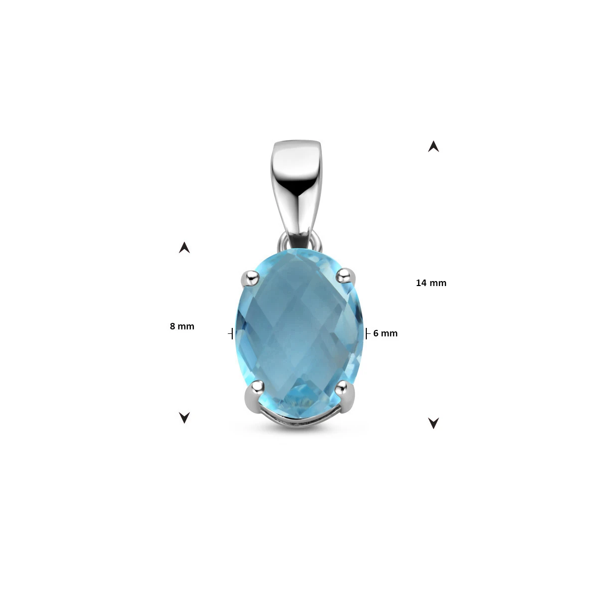 hanger blauw topaas zilver gerhodineerd