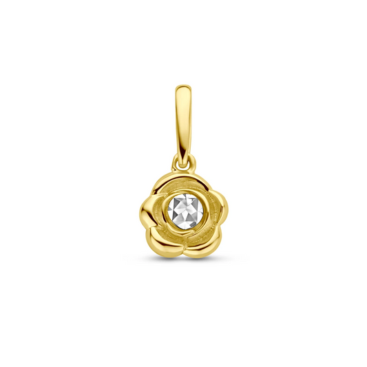 hanger bloem 12 mm 14K bicolor goud geel/wit
