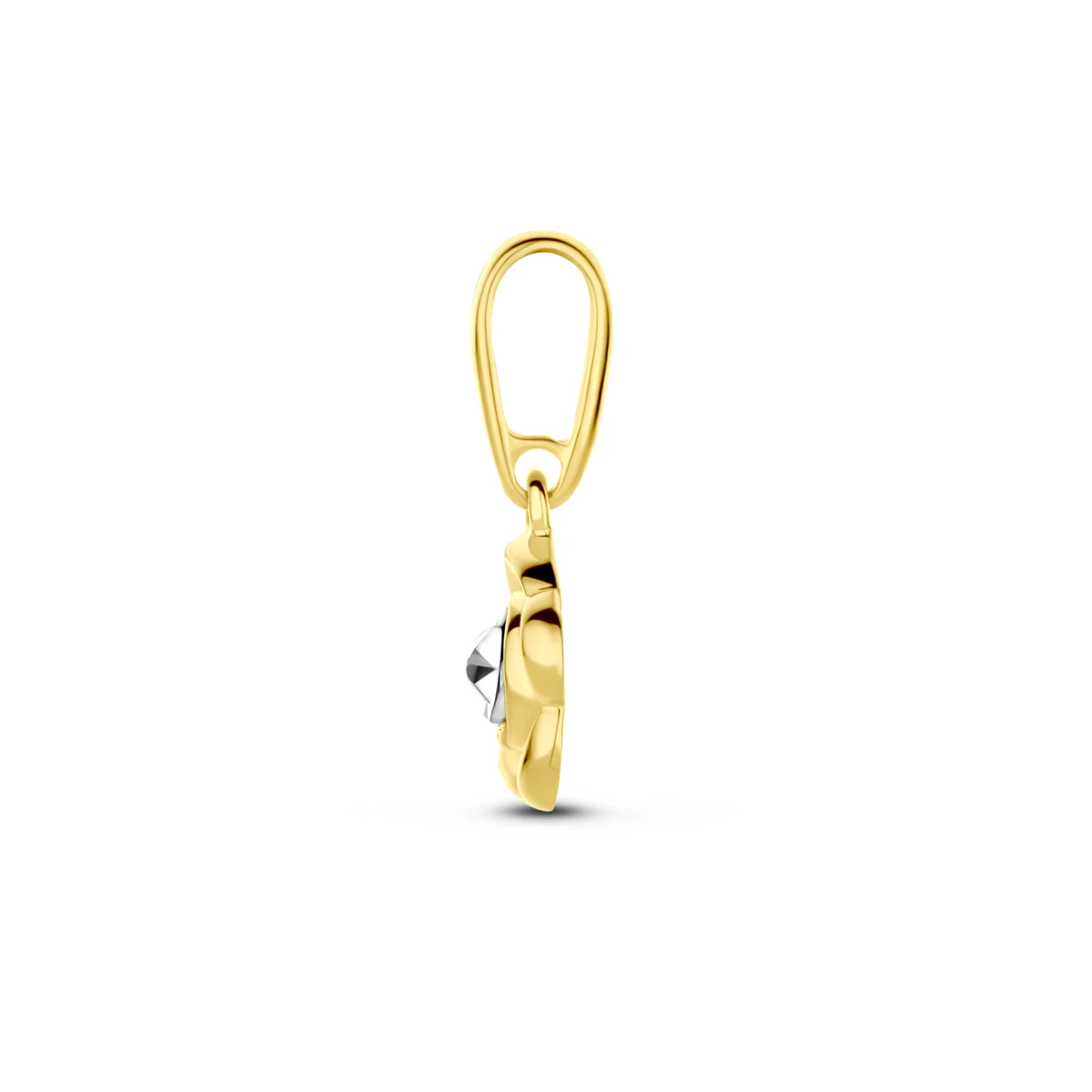 hanger bloem 12 mm 14K bicolor goud geel/wit