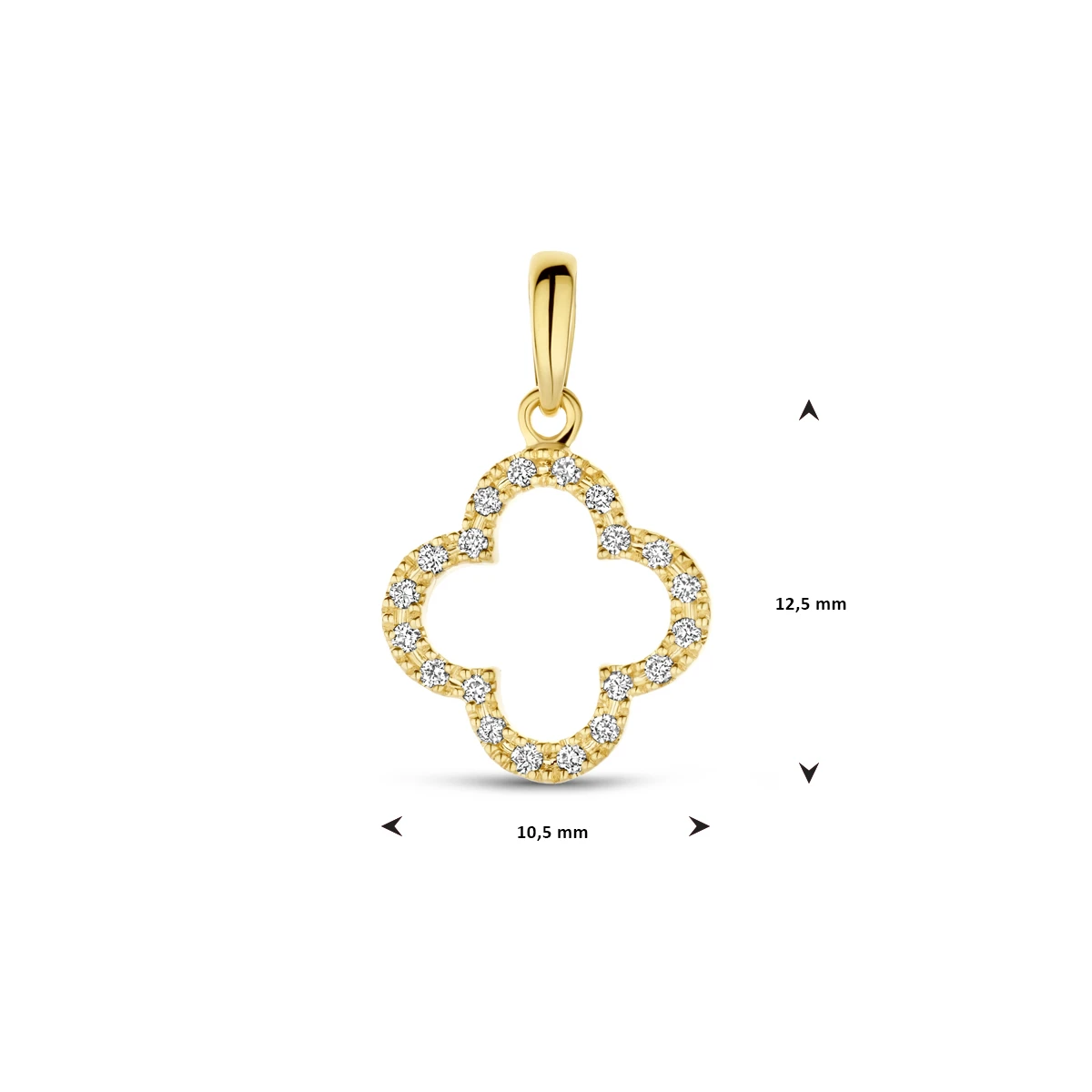 hanger bloem diamant 0.07ct h si 17 mm 14K geelgoud