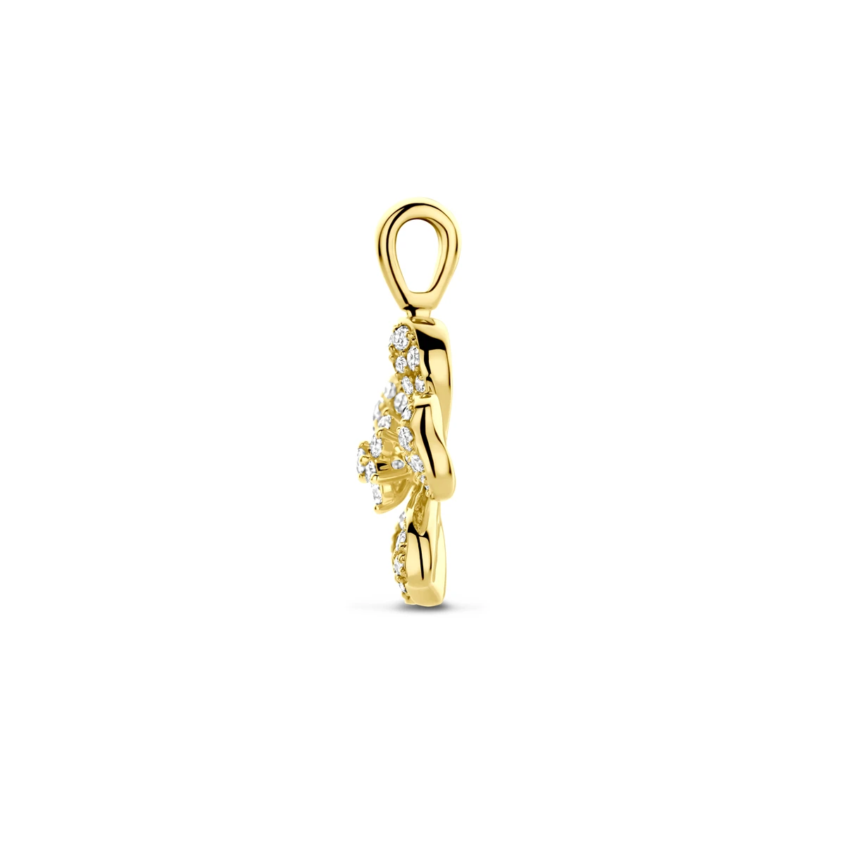 hanger bloem diamant 0.75ct h si 21,5 mm 14K geelgoud