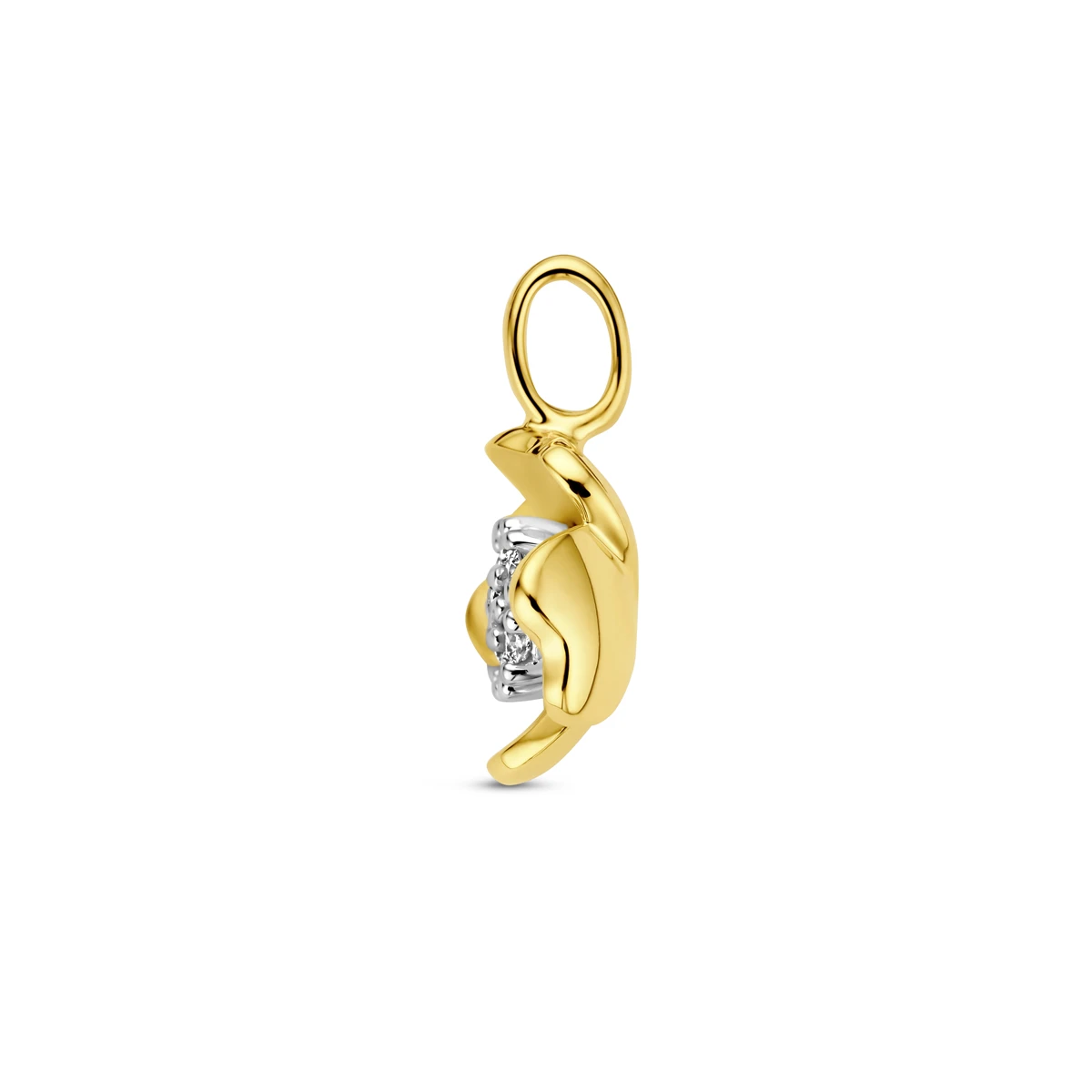 hanger bloem en diamant 0.11ct h si 14K bicolor goud geel/wit