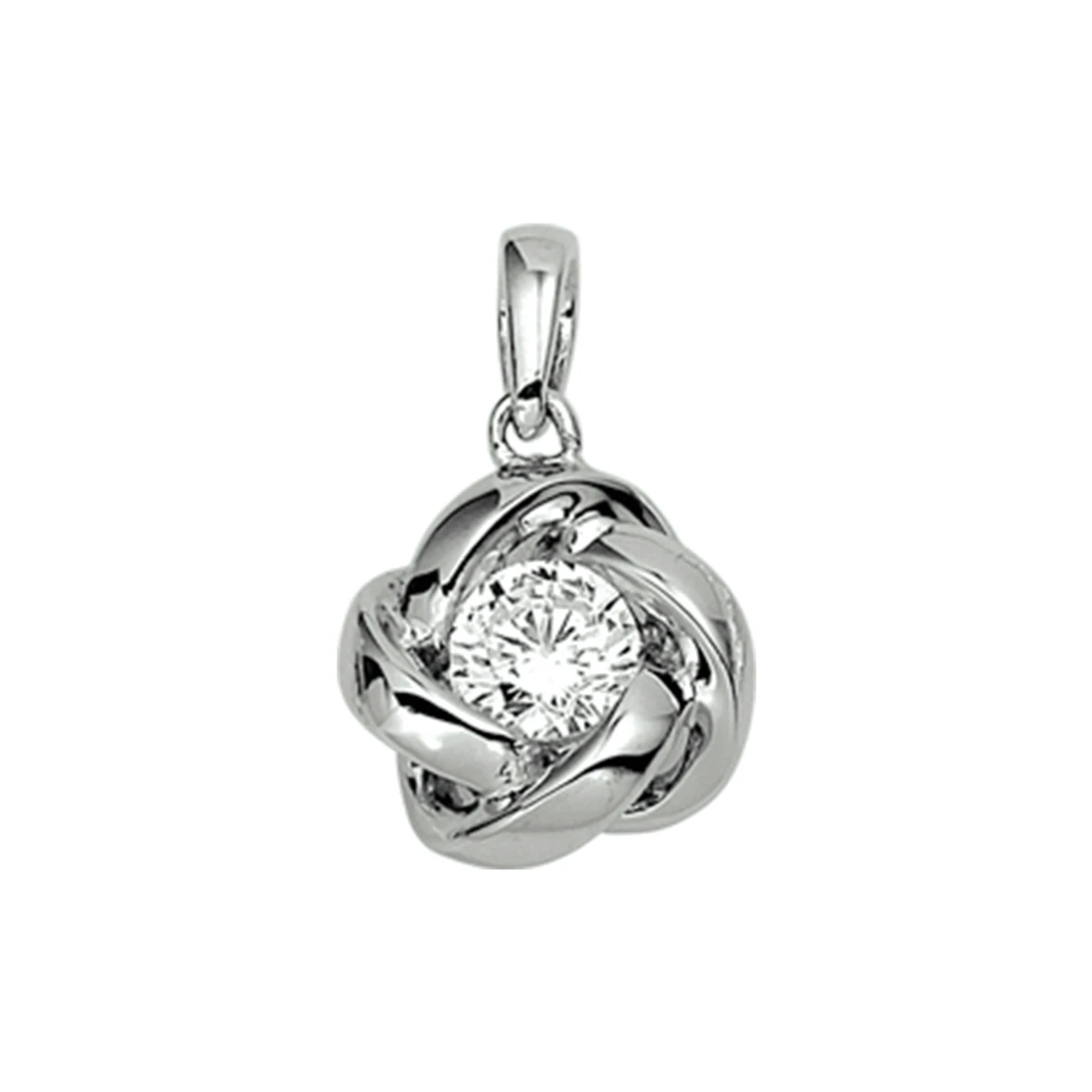 hanger bloem en zirkonia zilver gerhodineerd