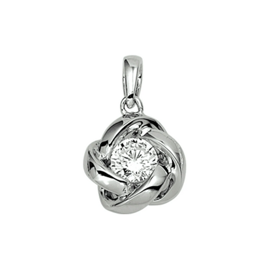 hanger bloem en zirkonia zilver gerhodineerd