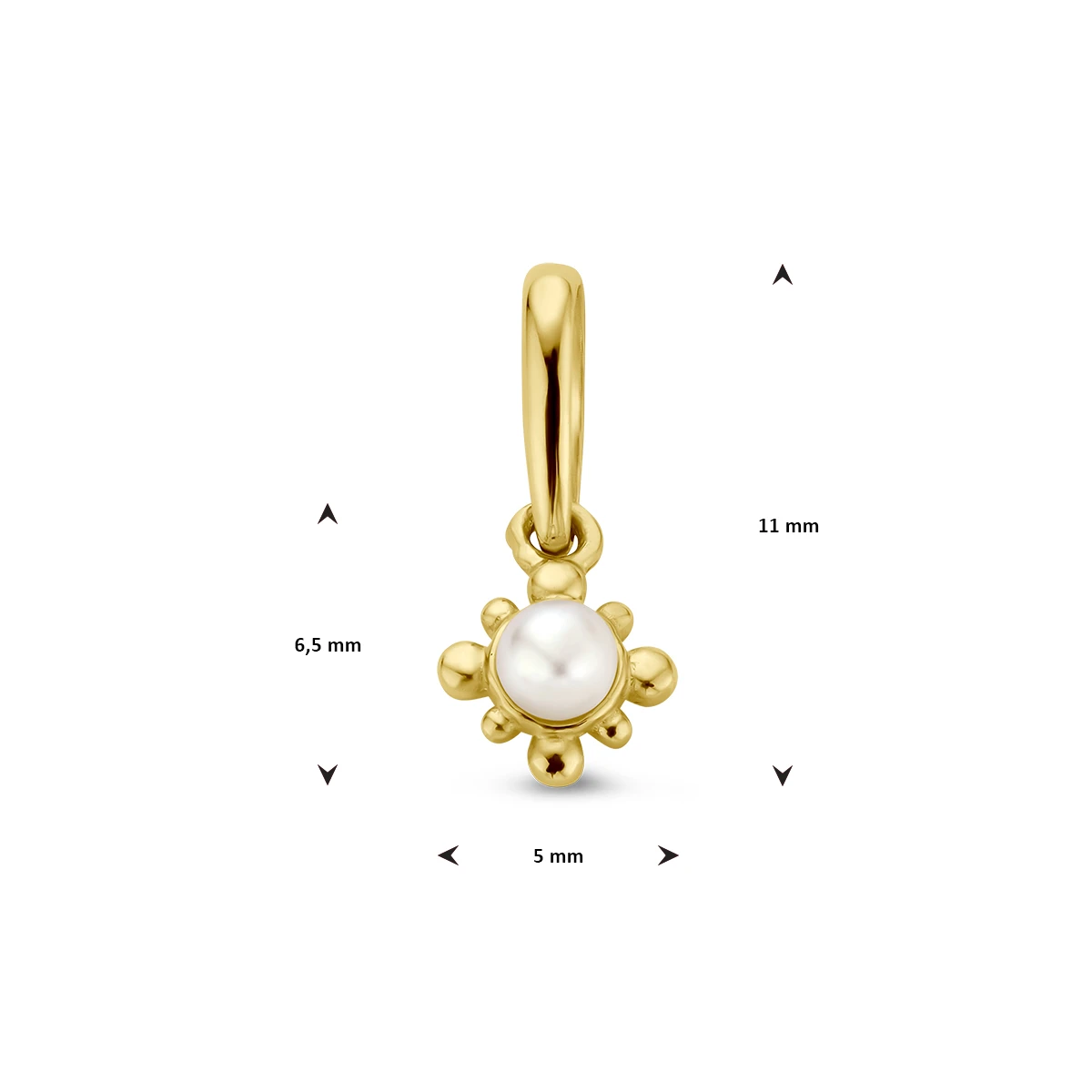 hanger bloem parel 11 mm 14K geelgoud
