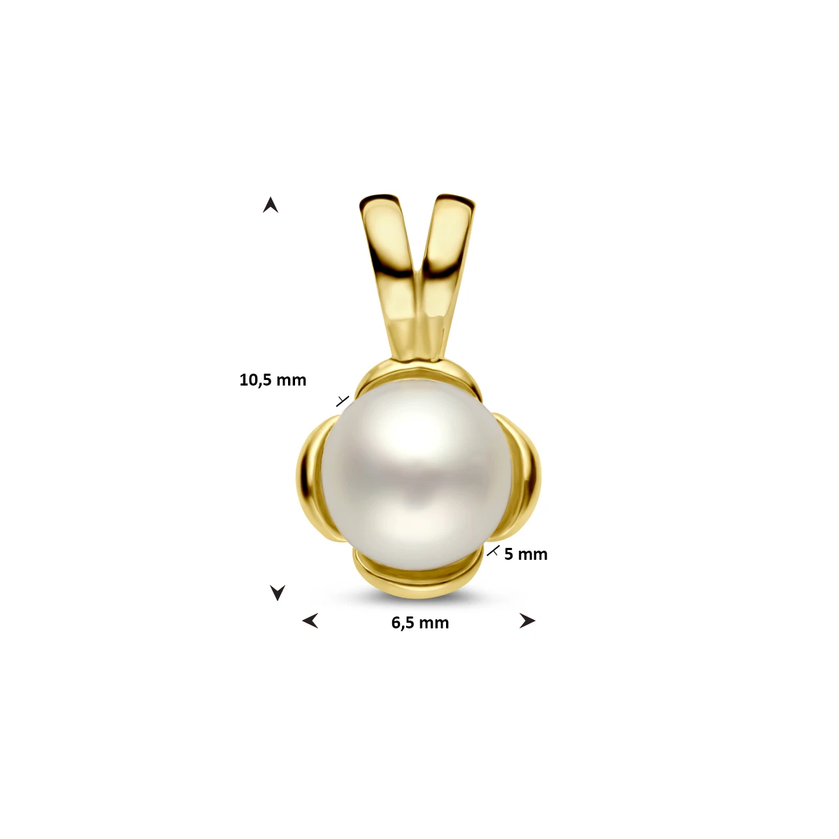 hanger bloem parel 14K geelgoud
