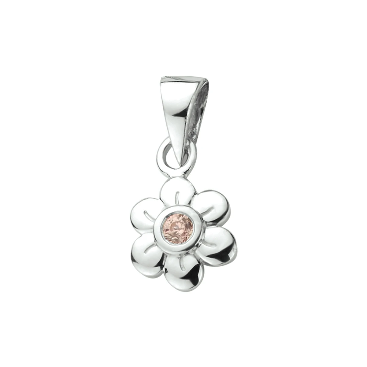 hanger bloem roze zirkonia zilver gerhodineerd