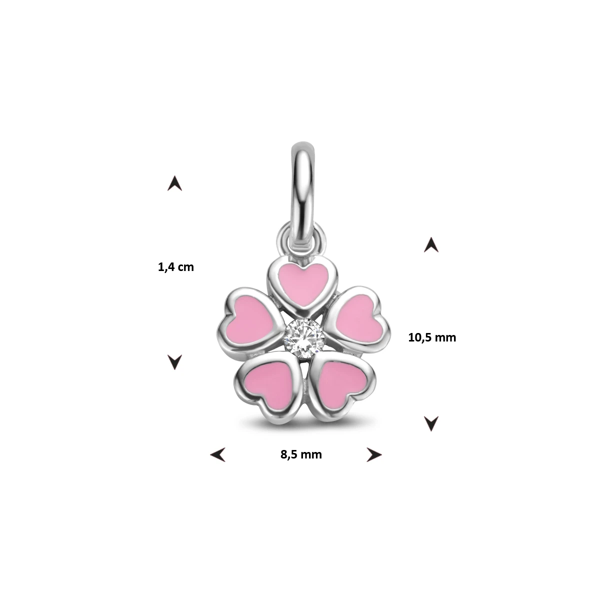 hanger bloem zirkonia emaille zilver gerhodineerd