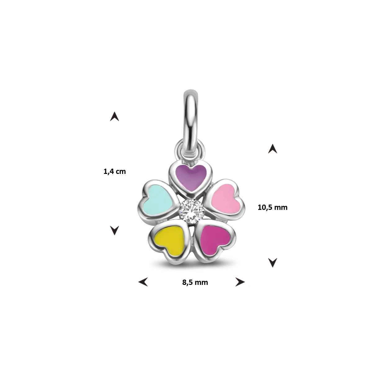 hanger bloem zirkonia emaille zilver gerhodineerd