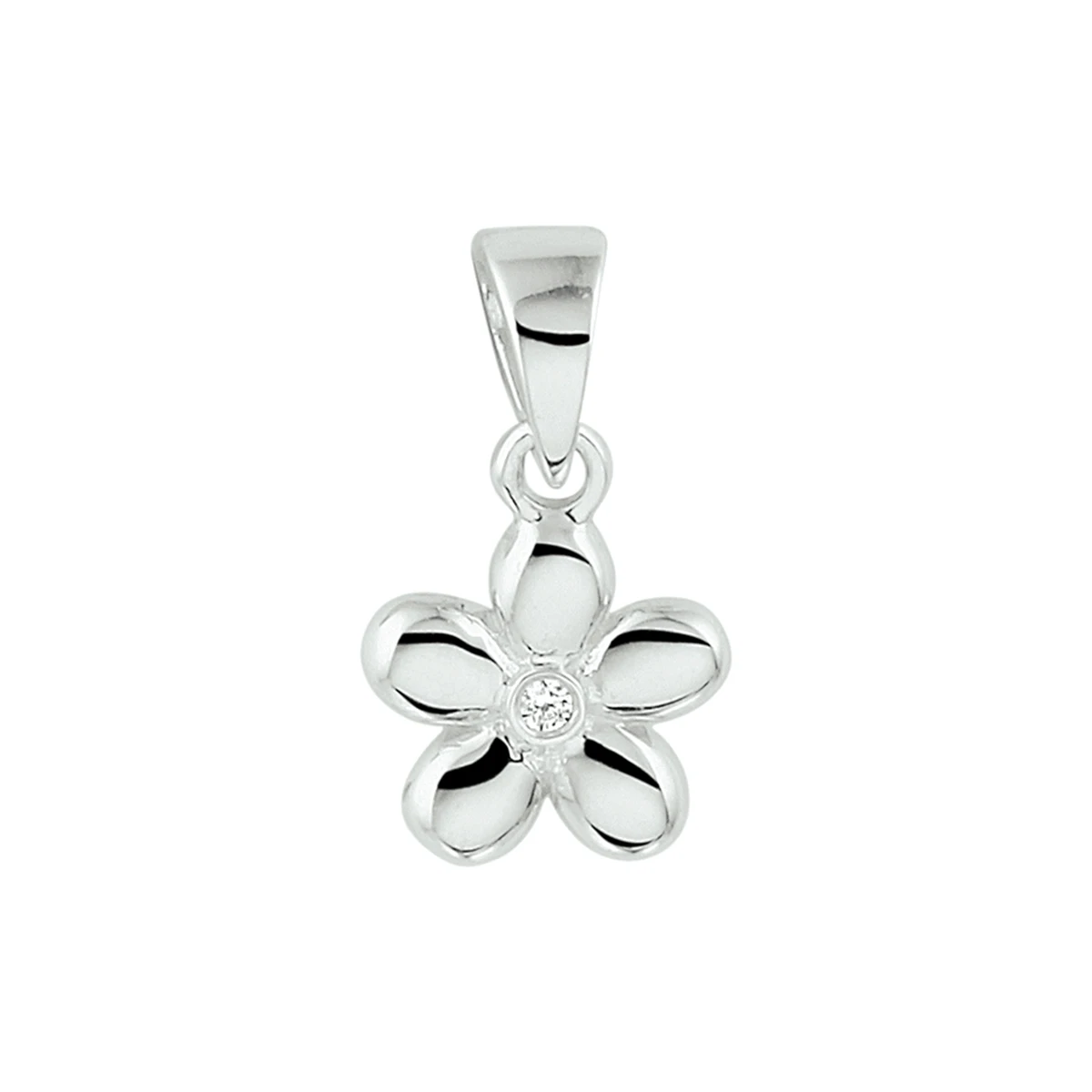 hanger bloem zirkonia zilver gerhodineerd