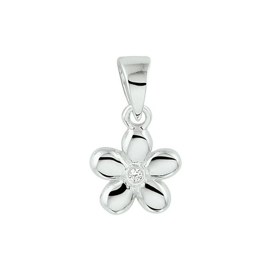 hanger bloem zirkonia zilver gerhodineerd