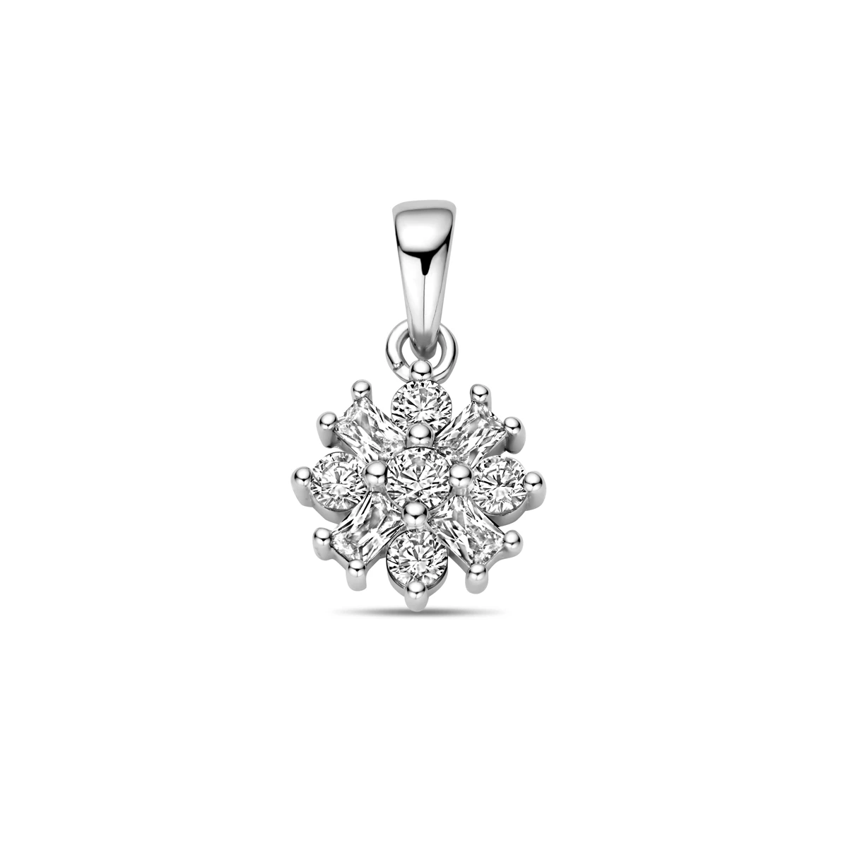 hanger bloem zirkonia zilver gerhodineerd