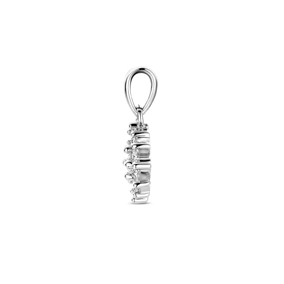 hanger bloem zirkonia zilver gerhodineerd
