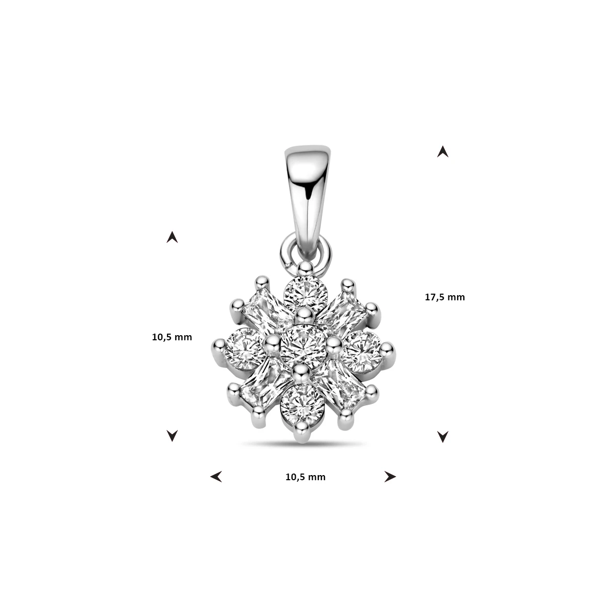 hanger bloem zirkonia zilver gerhodineerd