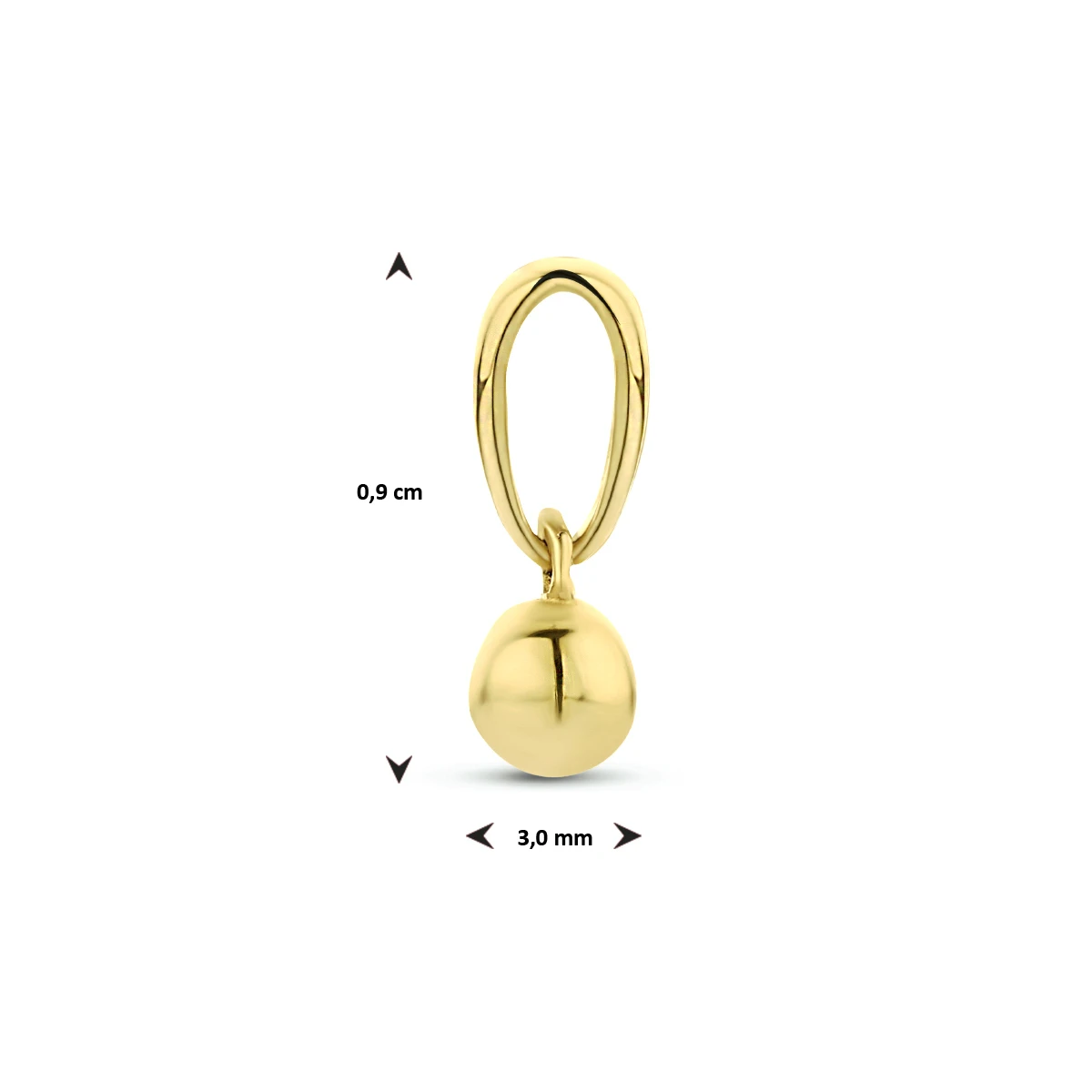 hanger bolletje 9 mm 14K geelgoud