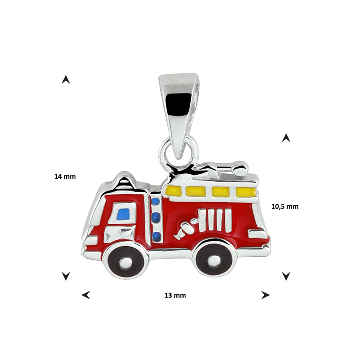 hanger brandweerauto emaille zilver gerhodineerd