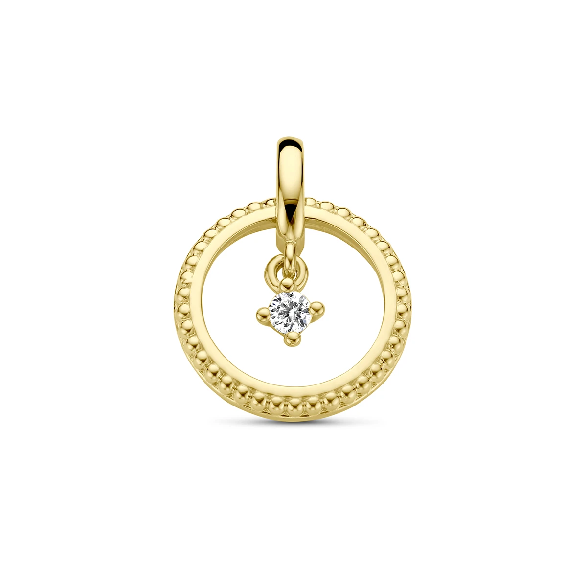 hanger cirkel diamant 0.06ct h si 14K geelgoud
