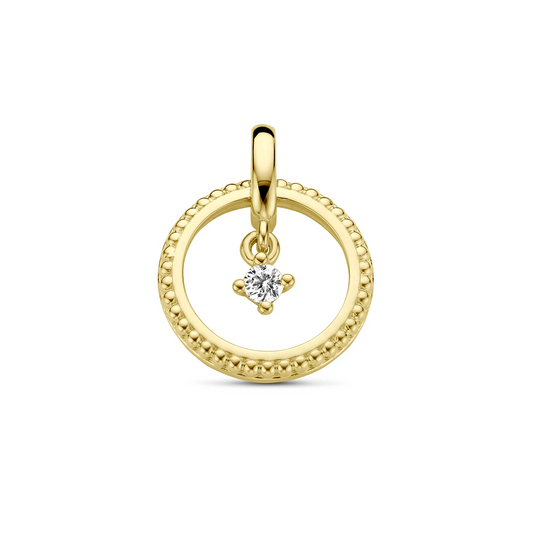hanger cirkel diamant 0.06ct h si 14K geelgoud