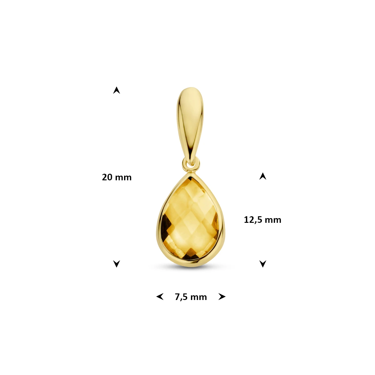 hanger citrien 12,5 mm 14K geelgoud