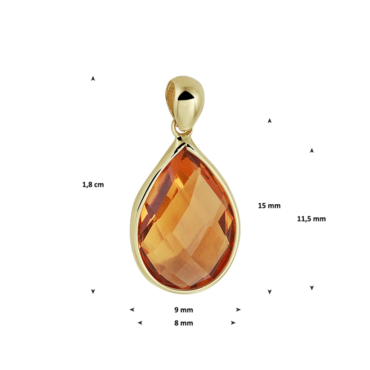 hanger citrien 14K geelgoud