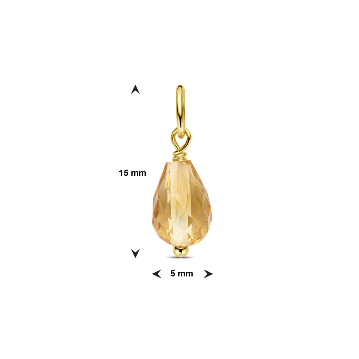 hanger citrien 15 mm 14K geelgoud