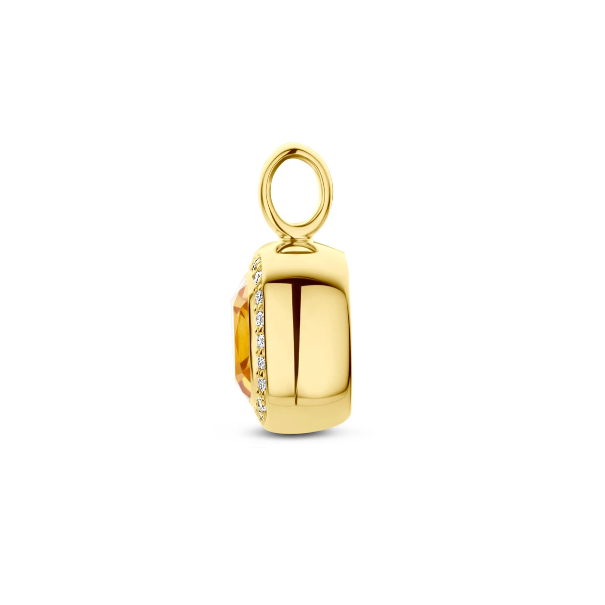 hanger citrien en diamant 0.14ct h si halo 14K geelgoud