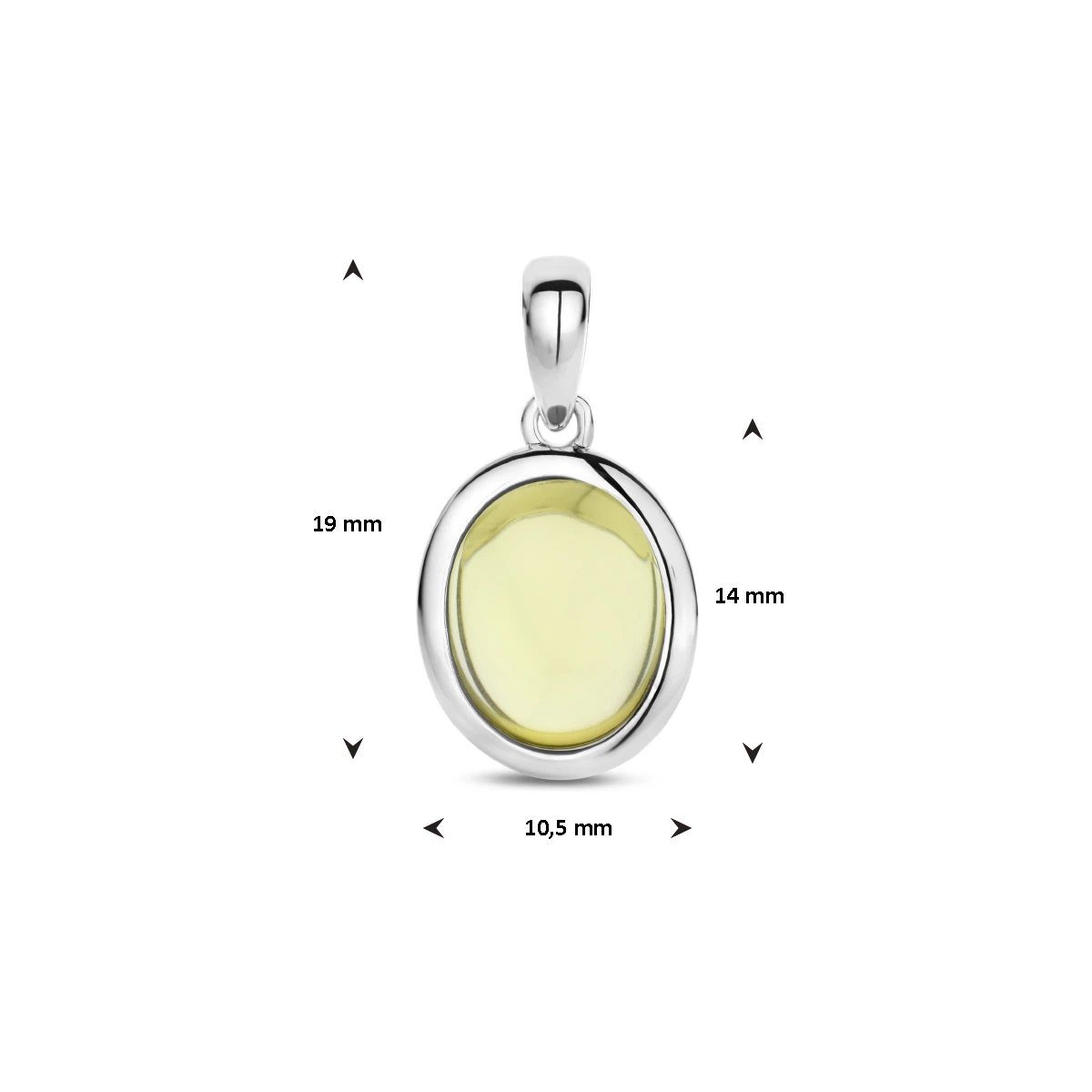 hanger citroenkwarts zilver gerhodineerd