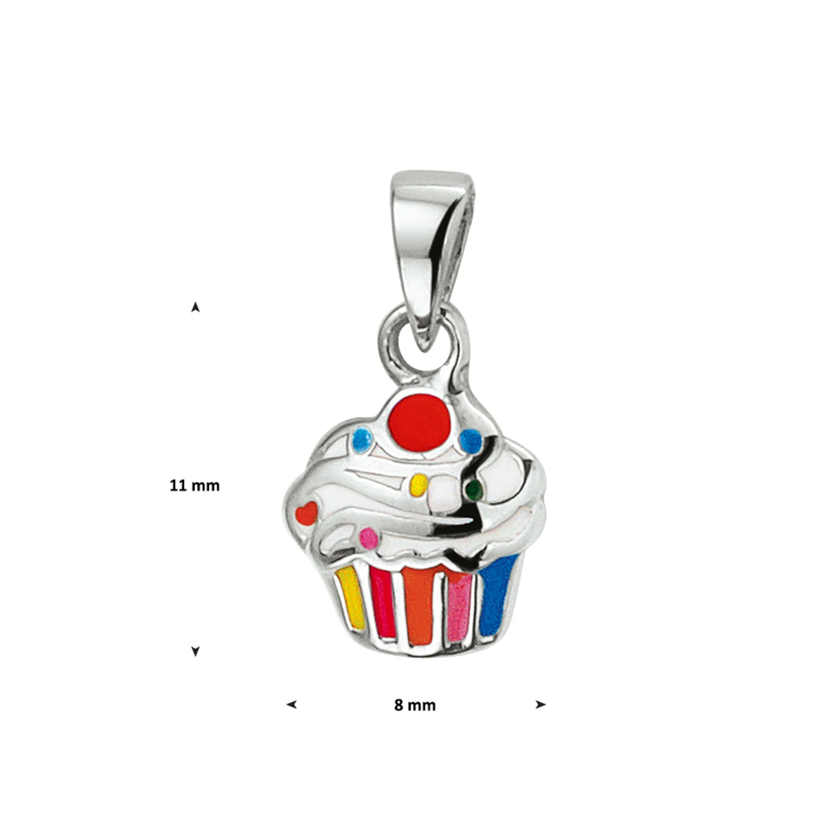 hanger cupcake 11 mm zilver gerhodineerd