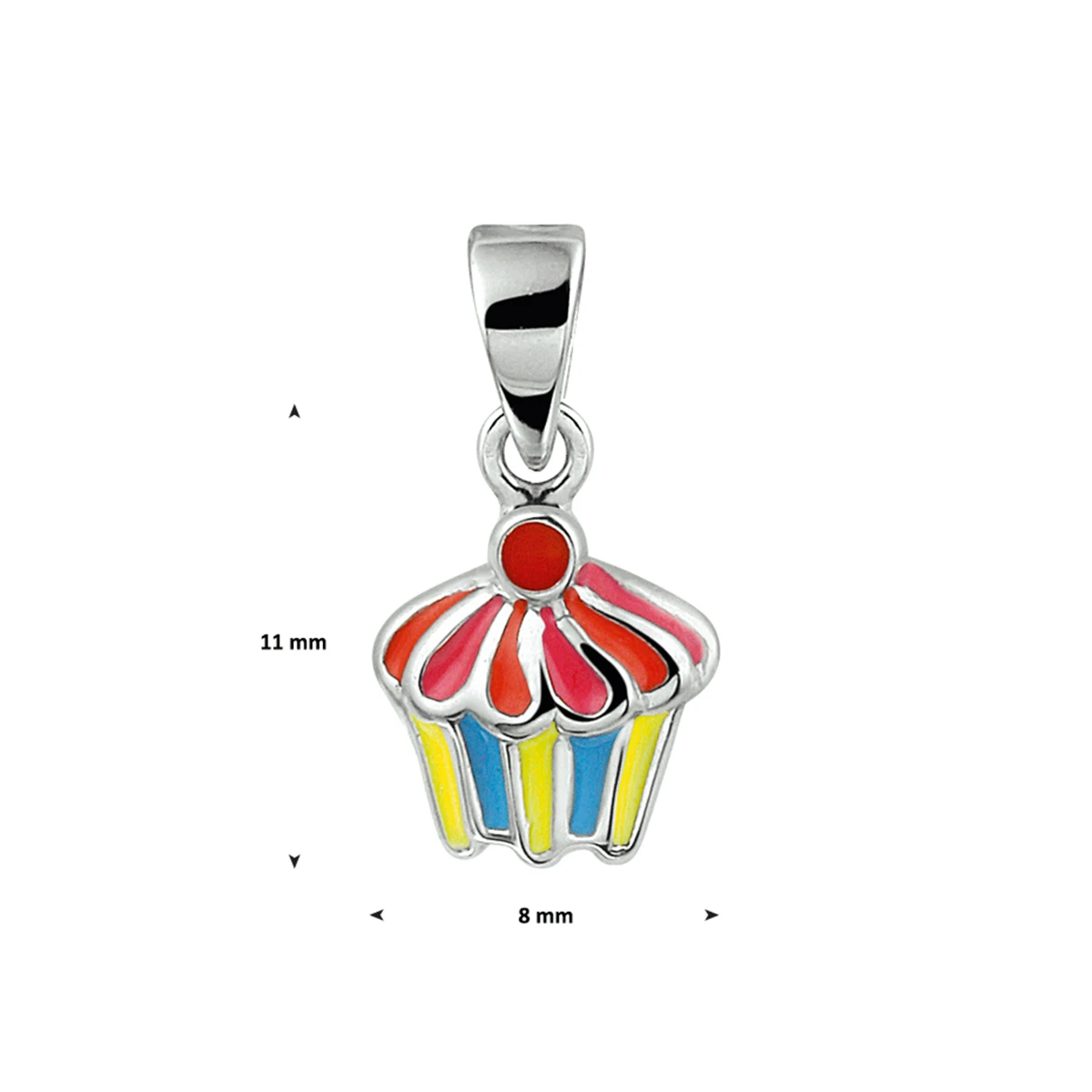 hanger cupcake 11 mm zilver gerhodineerd