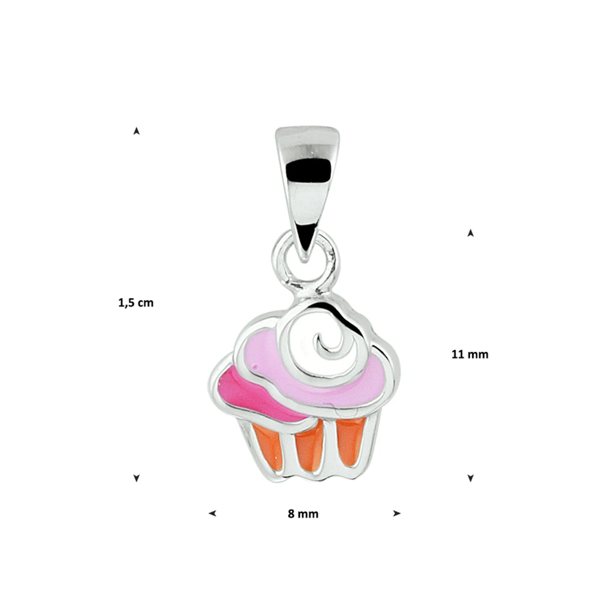 hanger cupcake emaille zilver gerhodineerd