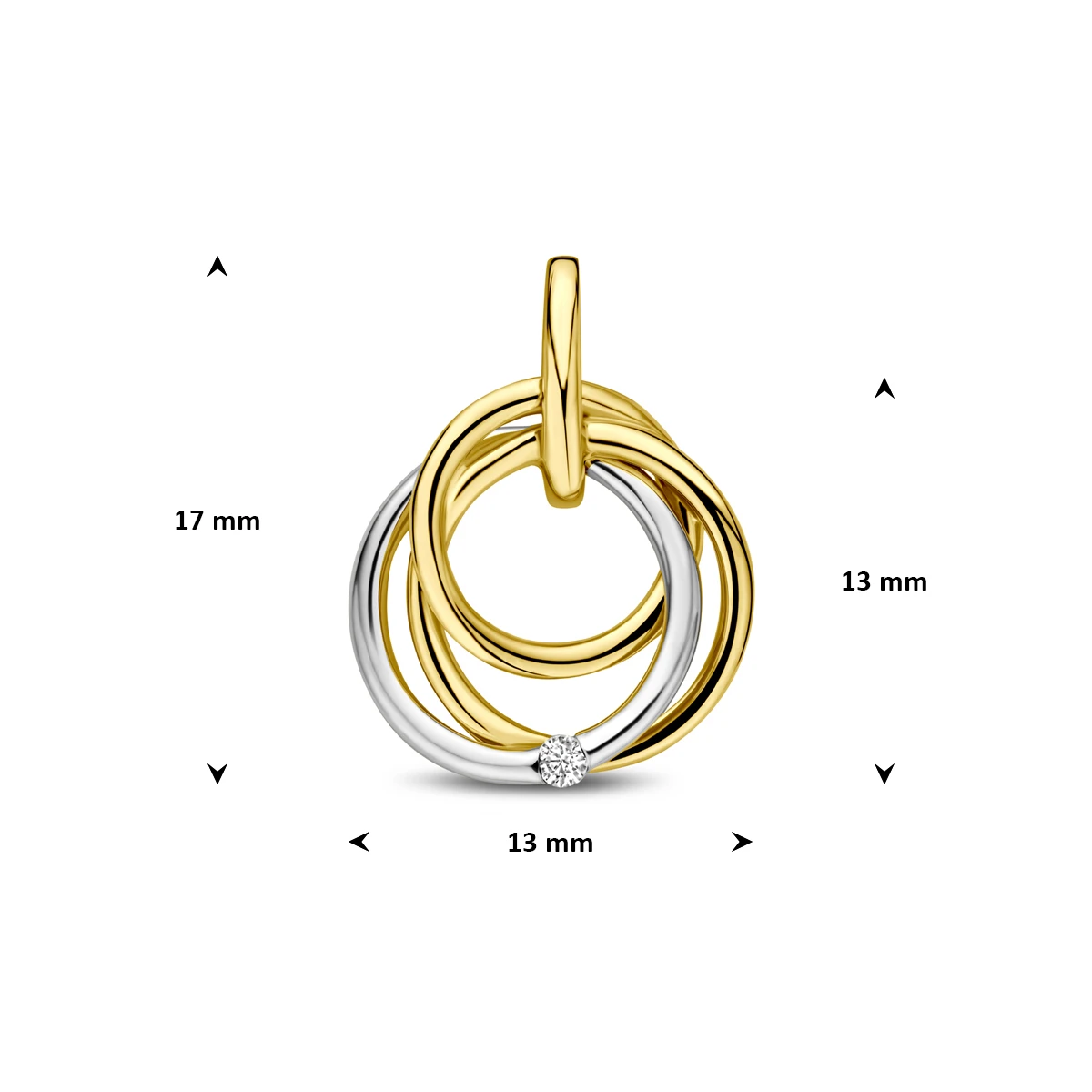 hanger diamant 0.02ct h si 13 mm 14K bicolor goud geel/wit