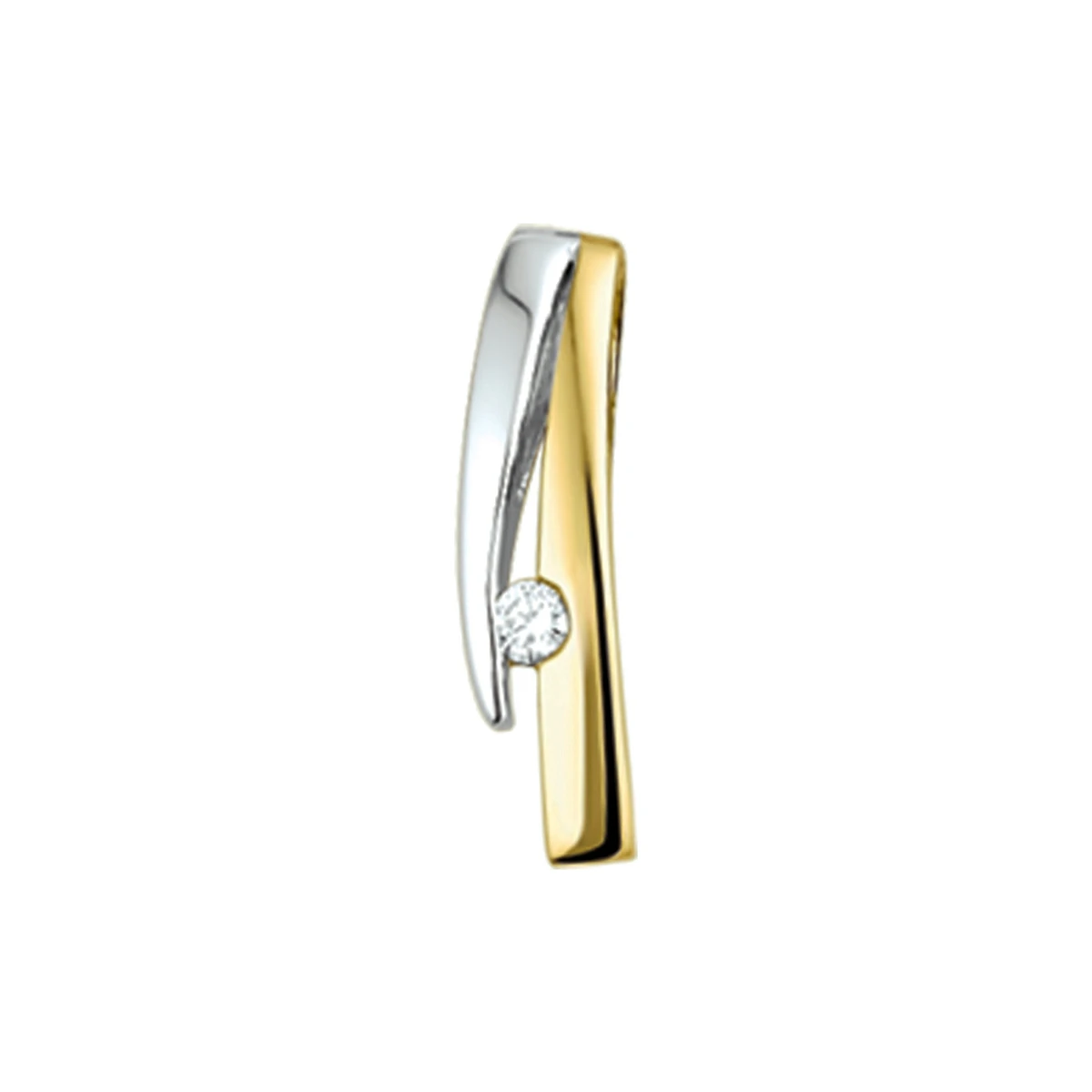 hanger diamant 0.02ct h si 14K bicolor goud geel/wit