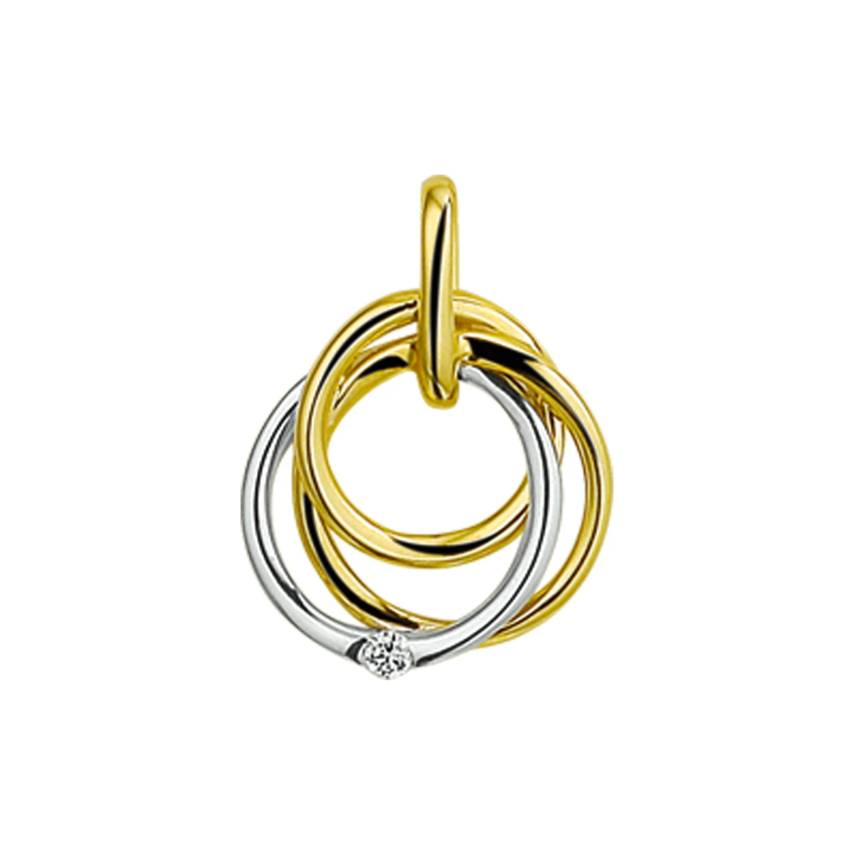 hanger diamant 0.02ct h si 13 mm 14K bicolor goud geel/wit