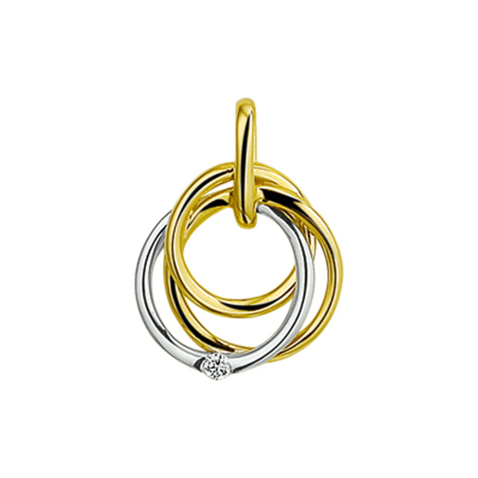 hanger diamant 0.02ct h si 13 mm 14K bicolor goud geel/wit