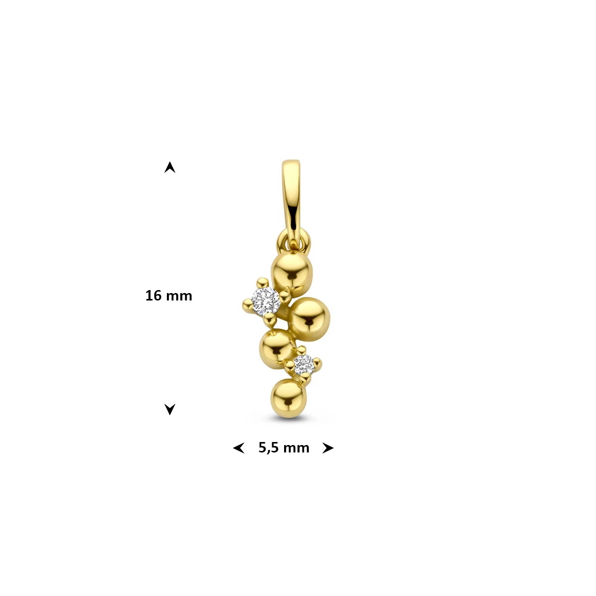 hanger diamant 0.03ct h p 16 mm 14K geelgoud