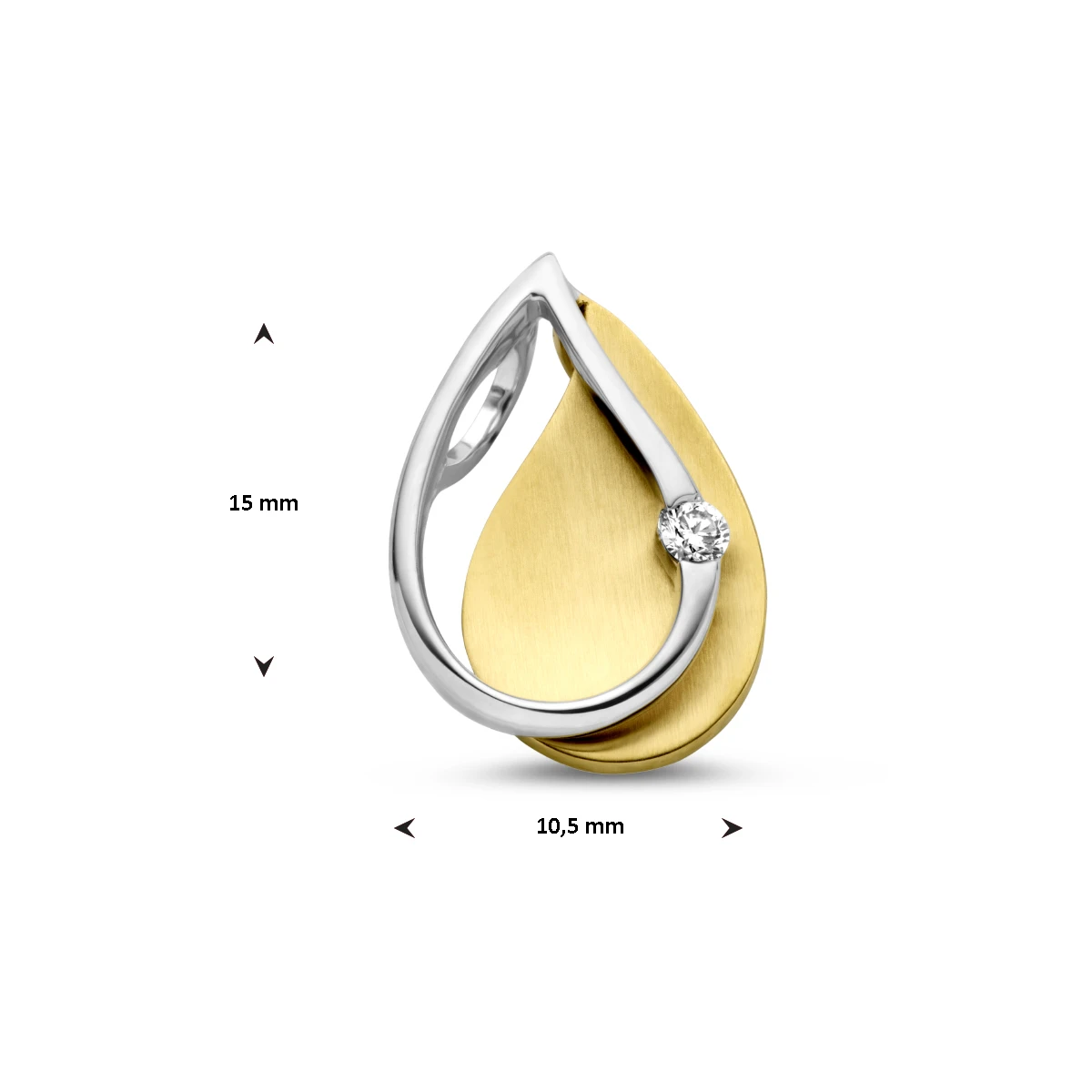 hanger diamant 0.03ct h si 14K bicolor goud geel/wit