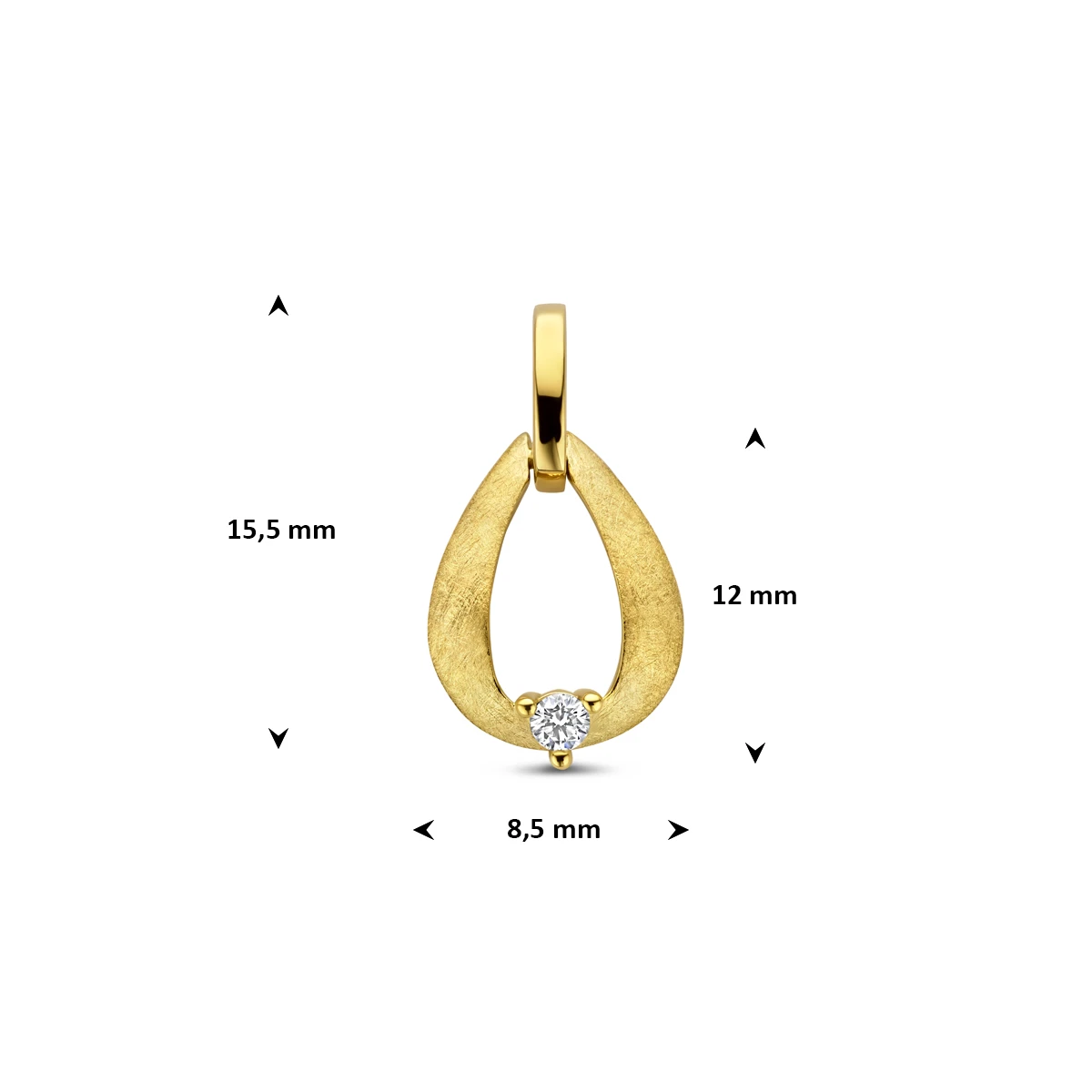 hanger diamant 0.03ct h si 15,5 mm 14K geelgoud