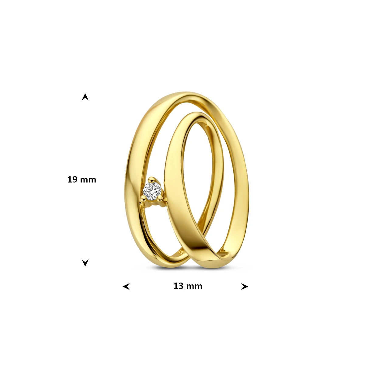 hanger diamant 0.03ct h si 19 mm 14K geelgoud