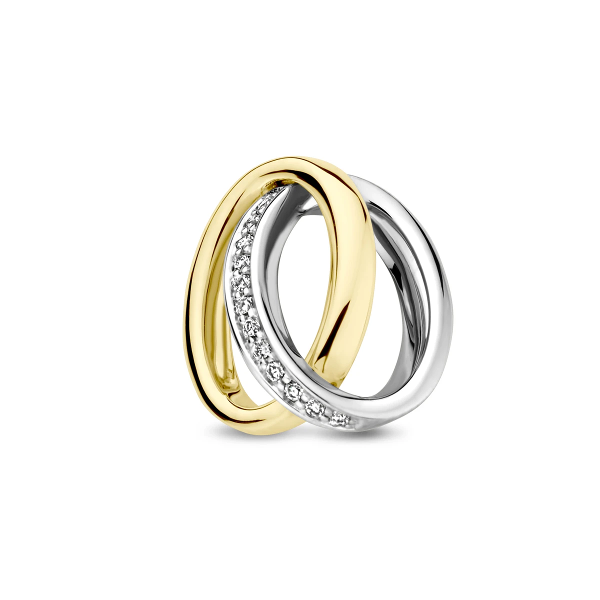 hanger diamant 0.05ct h si 13 mm 14K bicolor goud geel/wit
