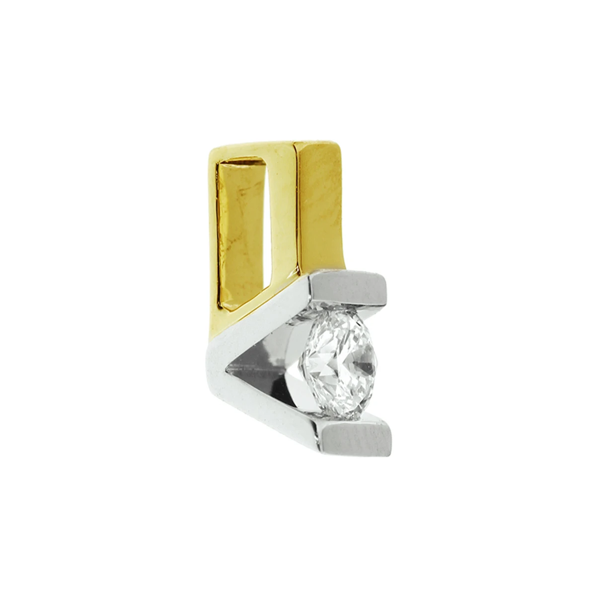 hanger diamant 0.05ct h si 14K bicolor goud geel/wit