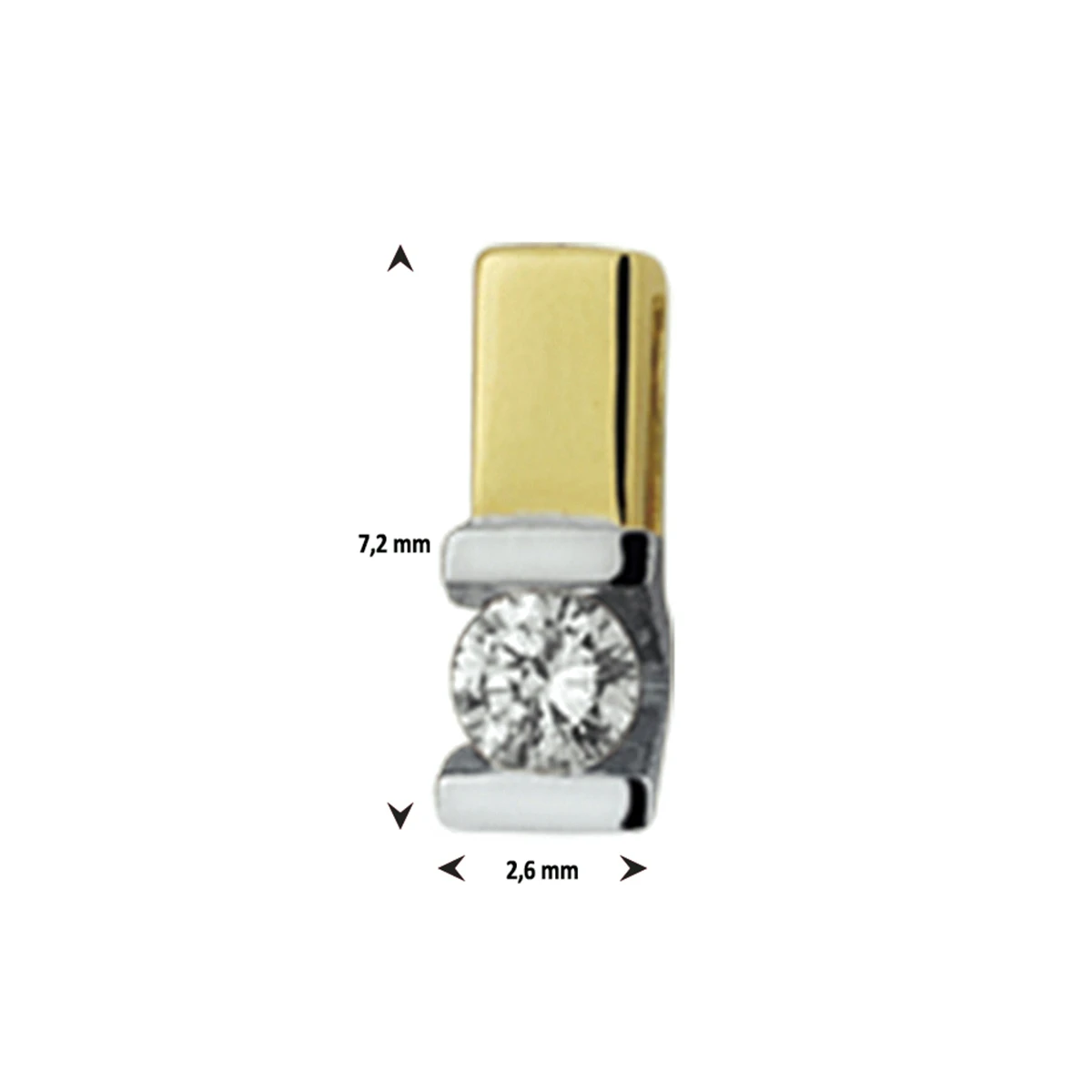 hanger diamant 0.05ct h si 14K bicolor goud geel/wit