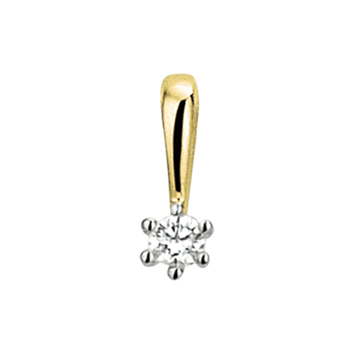 hanger diamant 0.05ct h si 9 mm 14K bicolor goud geel/wit