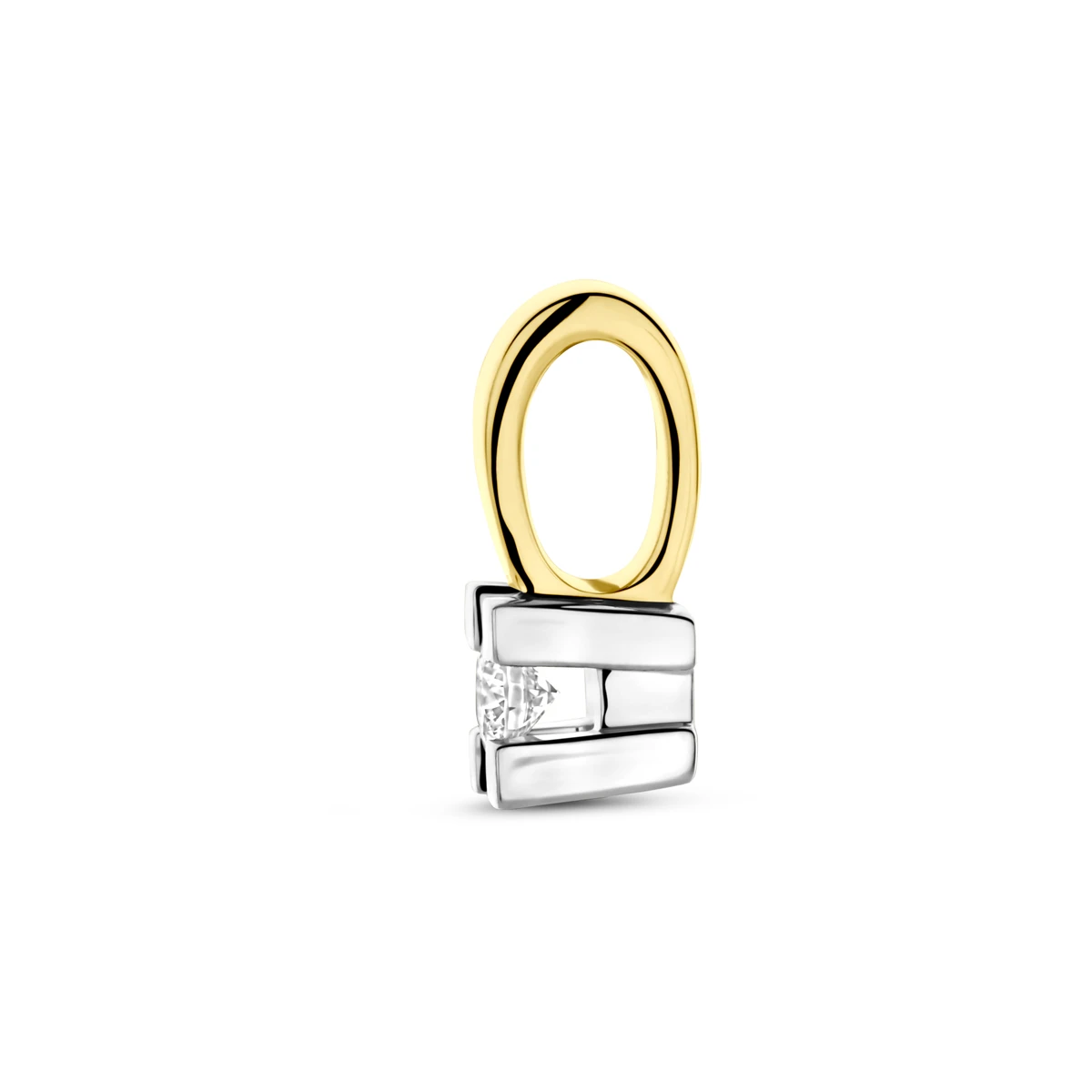 hanger diamant 0.05ct h si 9 mm 14K bicolor goud geel/wit