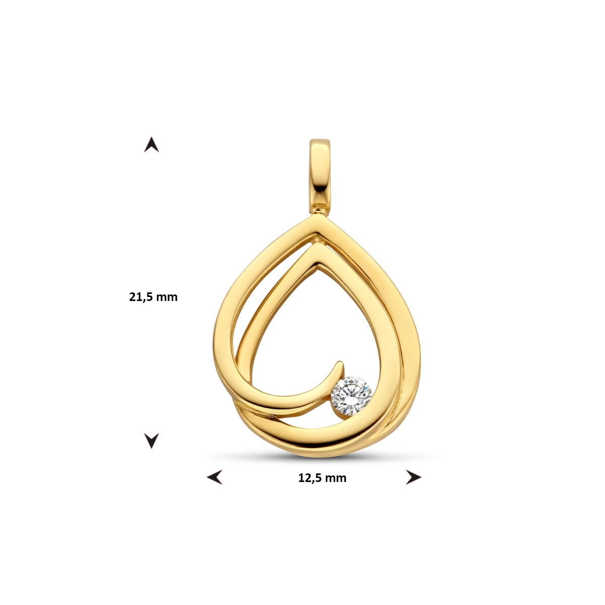 hanger diamant 0.06ct h si 14K geelgoud