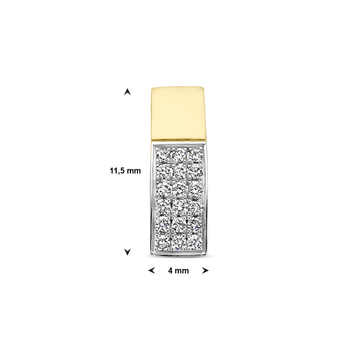 hanger diamant 0.07ct h si 14K bicolor goud geel/wit